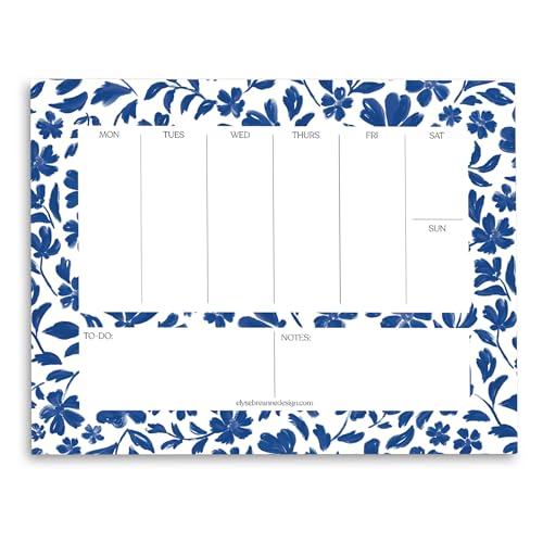 Elyse Breanne Design, 50 Seiten, bunt bedruckte Blätter, 21,6 x 27,9 cm, abreißbarer Notizblock, ewiger Kalender, To-Do-Liste, Aufgabendiagramm, Wochenplaner, Porzellan-Blumenmuster Elyse Breanne Design, 50 Seiten, bunt bedruckte Blätter, 21,6 x 27,9 cm, abreißbarer Notizblock, ewiger Kalender, To-Do-Liste, Aufgabendiagramm, Wochenplaner, Porzellan-Blumenmuster von Elyse Breanne Design