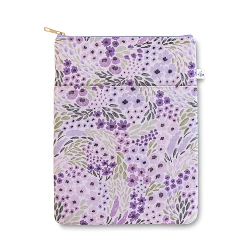Elyse Breanne Design, Tablet-Hülle, 9-11 Zoll (22,9 - 27,9 cm), Tragetasche, Reißverschluss oben, Vordertasche, lila Blumenmuster von Elyse Breanne Design