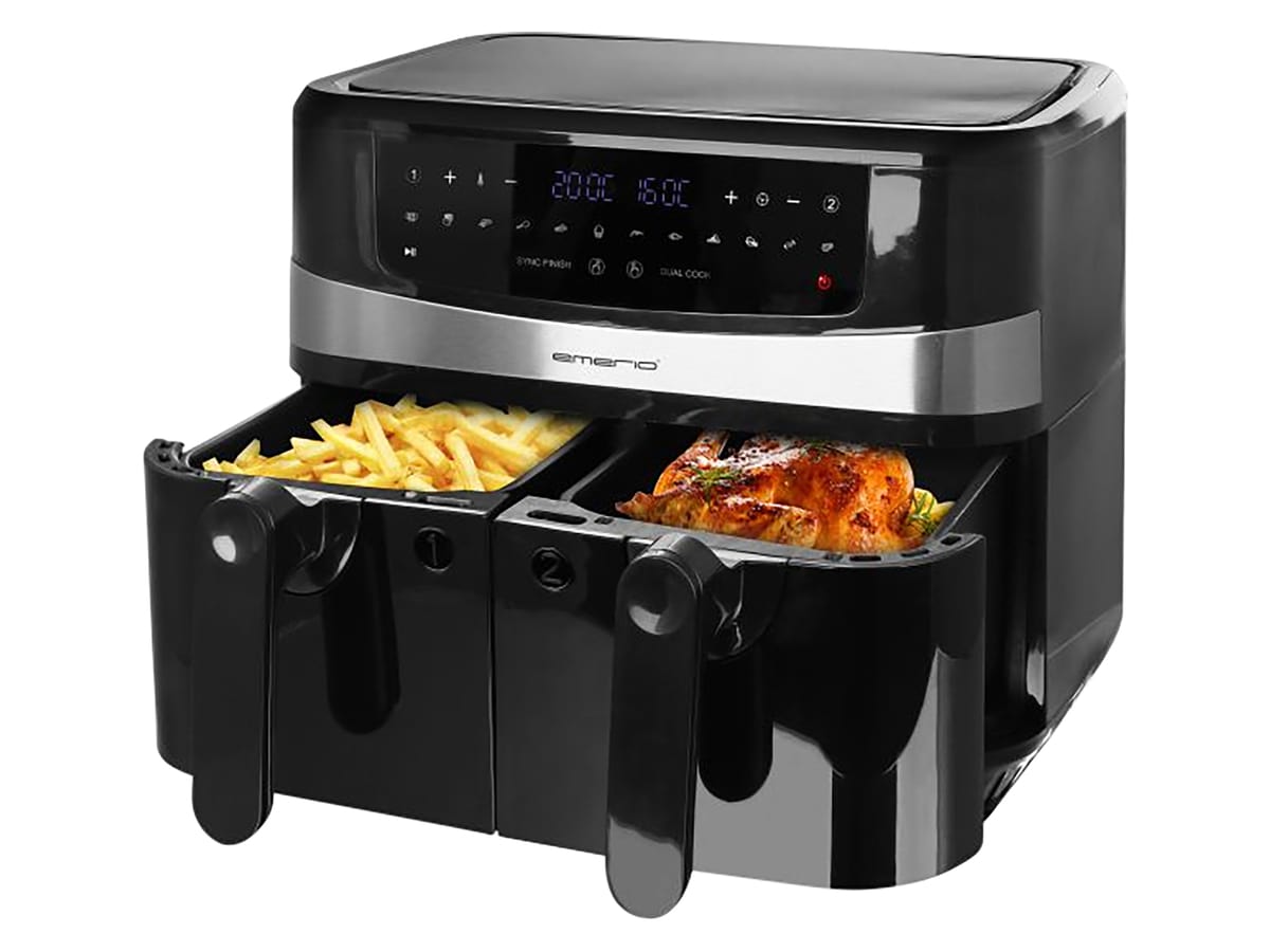 EMERIO Heißluftfritteuse AF-126672.4, 9 L (2 x 4,5 L), 2400 W von Emerio