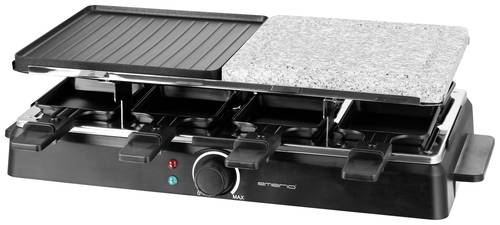 EMERIO RG-126708 Raclette 8Pfännchen, mit Grillstein Schwarz von Emerio