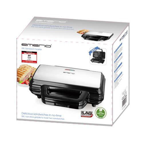 EMERIO ST-127527.1 Sandwichmaker Edelstahl, Schwarz von Emerio