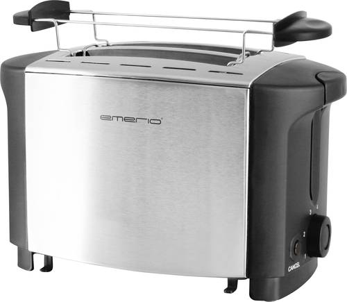 EMERIO TO-108275.1 Toaster mit Brötchenaufsatz Edelstahl, Schwarz von Emerio