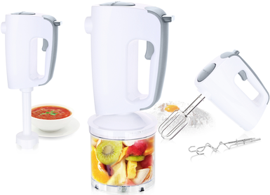 Emerio Handmixer mit Knethaken, Quirle, Zerkleinerer (HMS-113257.11) von Emerio