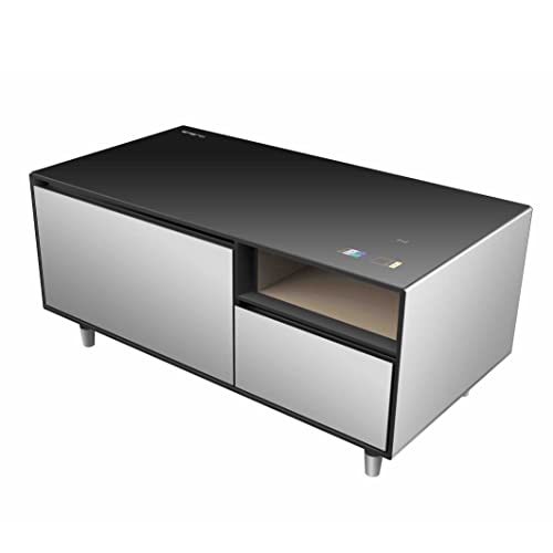 Emerio MusicFridge - Kombination aus Getränkekühler (68L) mit Gefrierfach (14L), Soundbar und Lounge-Tisch, Bluetooth, 2xUSB, 1x USB-C, klangvoller Sound, Sensortasten, gehärtete Glasoberfläche von Emerio