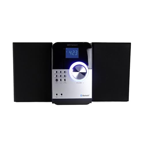 Emerson ES-4000 Micro-Musik-System mit MP3, CD-Player, FM-Radio, Wecker, USB-Wiedergabe, AUX-Eingang, LED-Display, kompaktes Design und Fernbedienung von Emerson