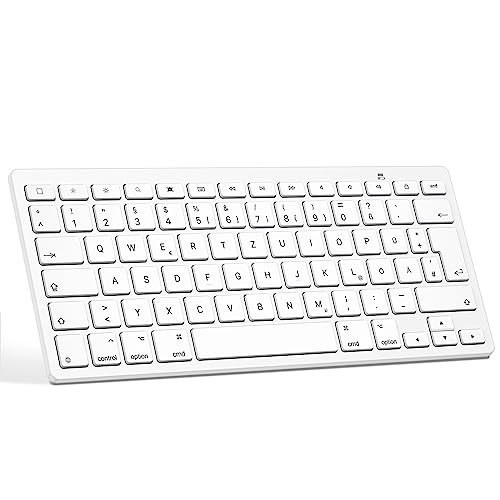 Emetok Deutsche Bluetooth Tastatur für iPad, QWERTZ Tastatur kompatible mit iPad 10.2/ iPad 9.7/ iPad Pro 11, 12.9, iPad Air/Mini/iPhone,Stabile Verbindung, inkl 2 AAA Batterie von Emetok