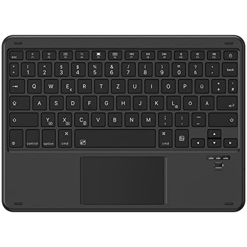 Emetok Kabellos Bluetooth Tastatur, Deutsche QWERTZ mit Trackpad für iPad 10.9(10. Gen)/iPad 10.2(9/8/7. Gen)/iPad 9.7/iPad Pro 12.9 11/iPad Air/Mini, Schwarz von Emetok