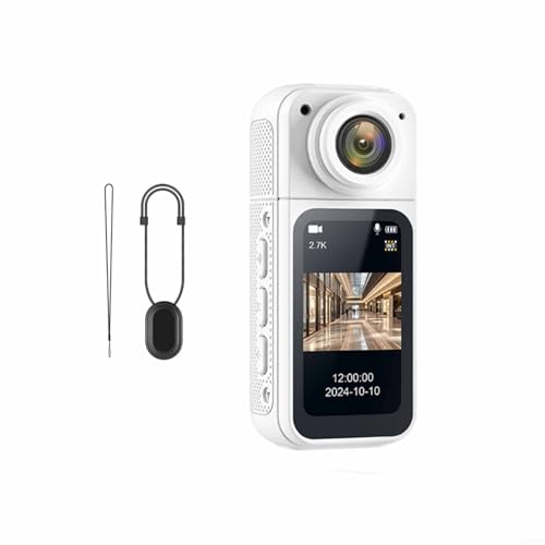 Emiif Action-Kamera, Mini-Action-Cam mit 3,7 cm LCD-Display, tragbare Körperkamera, 2,7 K/15 fps, Video-Magnethalterung für Vlogging, Arbeit, Reisen (weiß) von Emiif