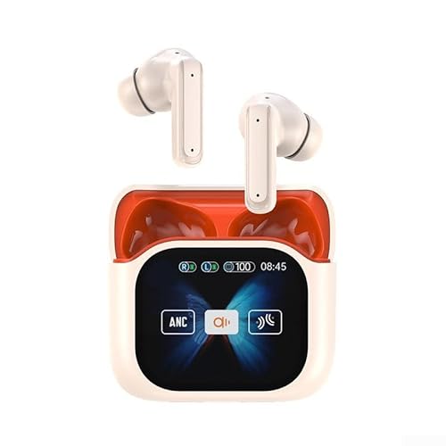Emiif Ergonomische, kabellose Ohrhörer mit erweiterten Geräuschunterdrückungsfunktionen und Touch-Steuerungsoptionen (orange) von Emiif