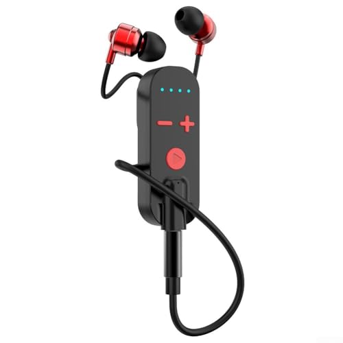 Emiif Tragbare, kabellose Lavalier-Kopfhörer mit fortschrittlicher ANC/ENC-Technologie, mit einer langlebigen Akkulaufzeit von ca. 60 Stunden (rotes Headset) von Emiif