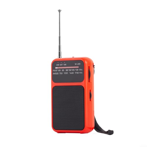 Emiif Tragbares AM/FM-Transistor-Radio mit Premium-Kopfhörerschlitz, Taschenradio (rot) von Emiif