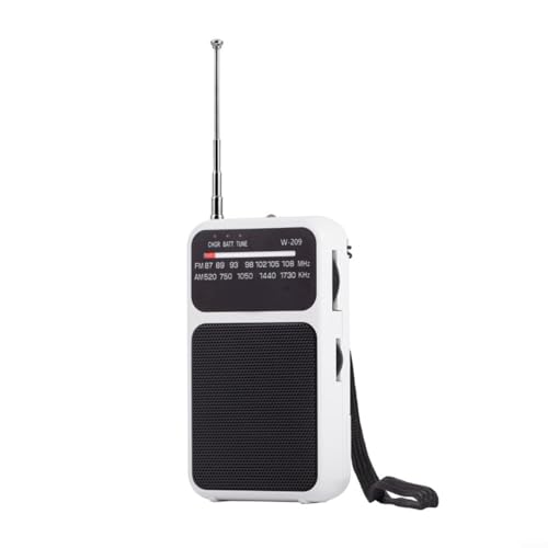 Emiif Tragbares AM/FM-Transistor-Radio mit Premium-Kopfhörerschlitz, Taschenradio (weiß) von Emiif