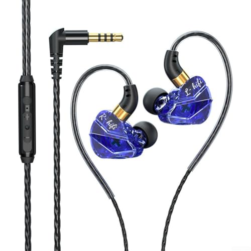 Kabelgebundene Ohrhörer mit Mikrofon für Sport, Gaming und klare Kommunikation (blau) von Emiif