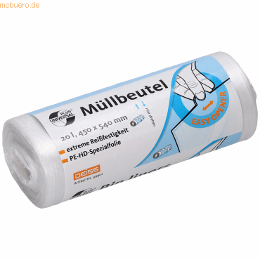 Deiss Müllbeutel UNIVERSAL PLUS 49901 20l transparent 50 Stück Deiss Müllbeutel UNIVERSAL PLUS 49901 20l transparent 50 Stück von Deiss