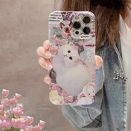 Emlivi Handyhülle Hülle iPhone 13 Pro, PC Hardcase Blume Motiv Glänzend Schutzhülle Dünn Matt Leicht Handyhüllen Ultra Dünn Anti-Gelb Bumper Cover Stoßfest Tasche Schale für iPhone 13 Pro,Kat von Emlivi
