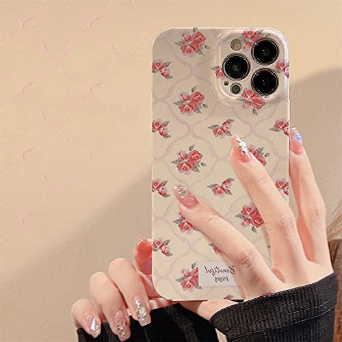 Emlivi Handyhülle Hülle iPhone 13 Pro, PC Hardcase Blume Motiv Glänzend Schutzhülle Dünn Matt Leicht Handyhüllen Ultra Dünn Anti-Gelb Bumper Cover Stoßfest Tasche Schale für iPhone 13 Pro,Rose von Emlivi