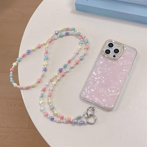Emlivi Handykette Handyhülle für iPhone 15, Bunt Perlen Handy Kette TPU Hülle Glitzer Perlenkette Kristallklar Case Shell Muster Bumper Cover Rainbow Handyband zum Umhängen Schutzhülle, Langes Seil Emlivi Handykette Handyhülle für iPhone 15, Bunt Perlen Handy Kette TPU Hülle Glitzer Perlenkette Kristallklar Case Shell Muster Bumper Cover Rainbow Handyband zum Umhängen Schutzhülle, Langes Seil von Emlivi