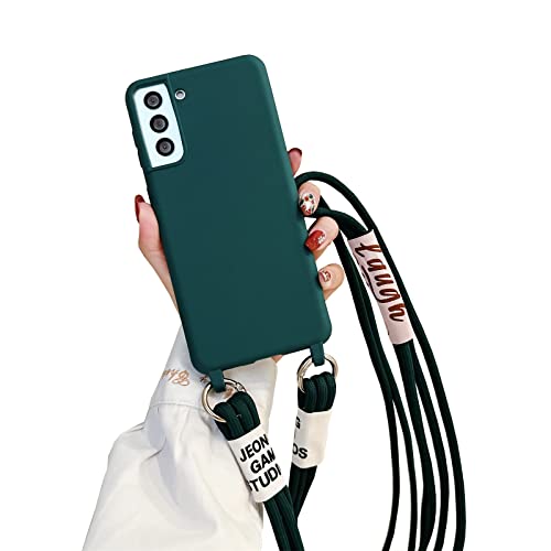 Emlivi Handykette Hülle für Samsung Galaxy A33 5G Necklace Handyhülle Nylon Schultergurt Weich TPU Cover mit Kordel zum Umhängen Schutzhülle mit Stylische Band Case für Galaxy A33, Grün von Emlivi