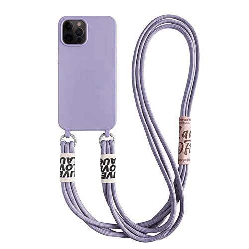 Emlivi Handykette Hülle für iPhone 11 Pro Necklace Handyhülle Nylon Schultergurt Liquid Silikon TPU Cover mit Kordel zum Umhängen Schutzhülle mit Stylische Band Case für iPhone 11 Pro, Lavendel von Emlivi
