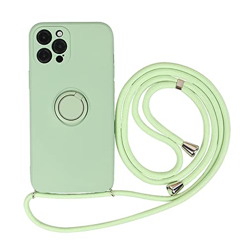 Emlivi Handykette Hülle für iPhone 11 Pro Necklace Handyhülle mit 360 Grad Ring Halter Nylon Schultergurt Silikon TPU Cover mit Kordel zum Umhängen Schutzhülle Case für iPhone 11 Pro, Cyan von Emlivi