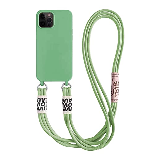 Emlivi Handykette Hülle für iPhone 12 Mini Necklace Handyhülle Nylon Schultergurt Liquid Silikon TPU Cover mit Kordel zum Umhängen Schutzhülle mit Stylische Band Case für iPhone 12 Mini, Cyan von Emlivi