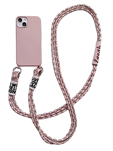 Emlivi Handykette Hülle für iPhone 13 Necklace Handyhülle Schultergurt Silikon TPU Bumper Cover mit Kordel zum Umhängen Schutzhülle mit Handy Lanyard Case für iPhone 13, A-Rosa von Emlivi