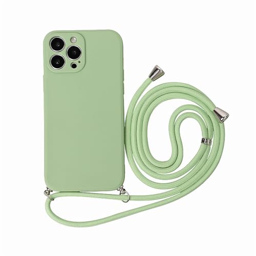 Emlivi Handykette Hülle für iPhone 14 Pro, Necklace Handyhülle mit Verstellbarer Lanyard TPU Bumper Cover zum Umhängen mit Band Halsband Lanyard (abnehmbar) Schutzhülle für iPhone 14 Pro,Cyan von Emlivi