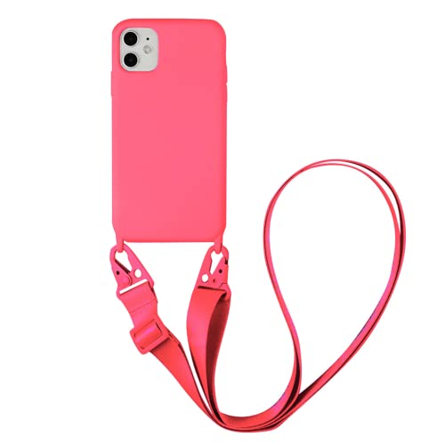 Emlivi Handykette Hülle kompatibel mit iPhone 11 Pro Max Necklace Hülle mit Kordel Handyhülle Nylon Schultergurt zum Umhängen Silikon Schutzhülle mit Band kompatibel mit iPhone 11 Pro Max - Rosenrot von Emlivi