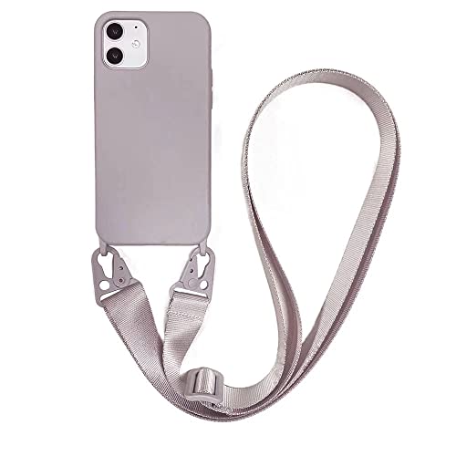 Emlivi Handykette Hülle kompatibel mit iPhone 11 Pro Necklace Hülle mit Kordel Handyhülle Nylon Schultergurt zum Umhängen Silikon TPU Schutzhülle mit Stylische Band für iPhone 11 Pro Case, Grau von Emlivi