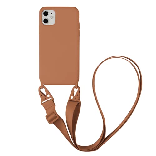 Emlivi Handykette Hülle kompatibel mit iPhone 12 Necklace Hülle mit Kordel Handyhülle Nylon Schultergurt zum Umhängen Silikon TPU Schutzhülle mit Stylische Band kompatibel mit iPhone 12, Braun von Emlivi