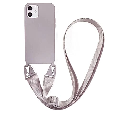 Emlivi Handykette Hülle kompatibel mit iPhone 12 Pro Max Necklace Hülle mit Kordel Handyhülle Nylon Schultergurt zum Umhängen Silikon Schutzhülle mit Band kompatibel mit iPhone 12 Pro Max - Grau von Emlivi