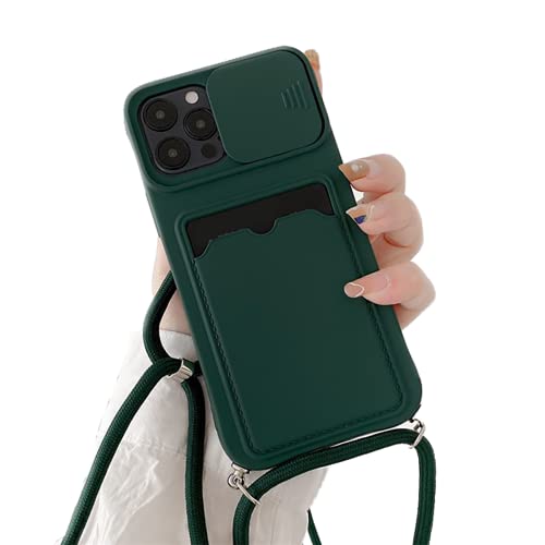 Emlivi Handykette Hülle mit Kartenhalter für iPhone 12 Mini, kameraschutz mit Camera Slider Handyhülle Silikon TPU Cover für zum Umhängen Schutzhülle mit Band Case für iPhone 12 Mini, Grün Emlivi Handykette Hülle mit Kartenhalter für iPhone 12 Mini, kameraschutz mit Camera Slider Handyhülle Silikon TPU Cover für zum Umhängen Schutzhülle mit Band Case für iPhone 12 Mini, Grün von Emlivi