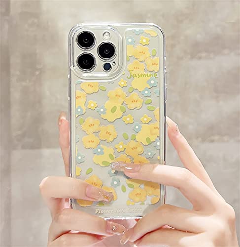 Emlivi Hülle für iPhone 11 Wellen Handyhülle iPhone 11 Blumen Mode Schutzhülle Erdbeere Bumper Cover Kratzfeste Stoßfest Weich Silikon Case für iPhone 11, Gelb Blumen von Emlivi