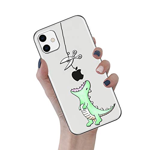 Emlivi Hülle für iPhone 12 Mini Handyhülle Hülle Crystal Clear Silikon Schutzhülle Stoßfest TPU Weich Durchsichtige Silikon Hülle für Apple iPhone 12 Mini (5,4 ") Case Cover, Hellgrüner Dinosaurier von Emlivi