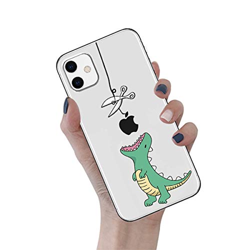 Emlivi Hülle für iPhone 12 Mini: Crystal Clear Silikon Schutzhülle Stoßfest TPU Weich Durchsichtige Silikon Hülle für iPhone 12 Mini (5,4 ") Case Cover, Kleiner grüner Dinosaurier von Emlivi