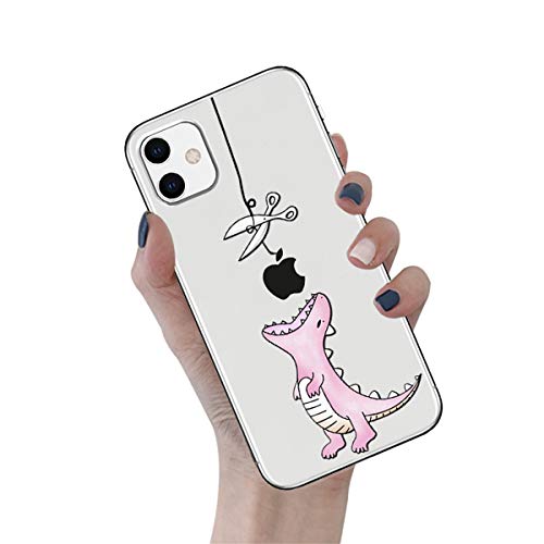 Emlivi Hülle für iPhone 12 Mini Handyhülle Hülle Slim Crystal Clear Silikon Schutzhülle Stoßfest TPU Weich Durchsichtige Silikon Hülle für Apple iPhone 12 Mini (5,4 ") Case Cover, Rosa Dinosaurier von Emlivi