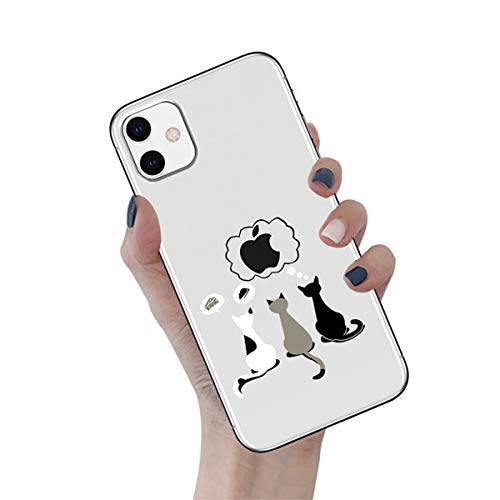 Emlivi Hülle für iPhone 12 Mini: Ultra-dünn Crystal Clear Silikon Schutzhülle Stoßfest TPU Weich Durchsichtige Silikon Hülle für Apple iPhone 12 Mini (5,4 ") Case Cover, DREI Katzen von Emlivi
