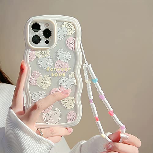 Emlivi Hülle für iPhone 12 mit Perlen Armband Blumen Mode Handyhülle Wellen Schutzhülle Süß Erdbeere Bumper Cover Weich Silikon TPU Case für iPhone 12, Ölfarben Liebe von Emlivi