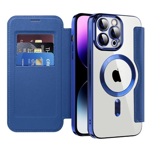 Emlivi Hülle für iPhone 13, 2-IN-1 Magnet Klapphülle [Kabelloses Laden] [Kartenfach] Handyhülle Magnetische Premium Leder Klappbare Flip Case Stoßfeste Schutzhülle für iPhone 13, Blau von Emlivi