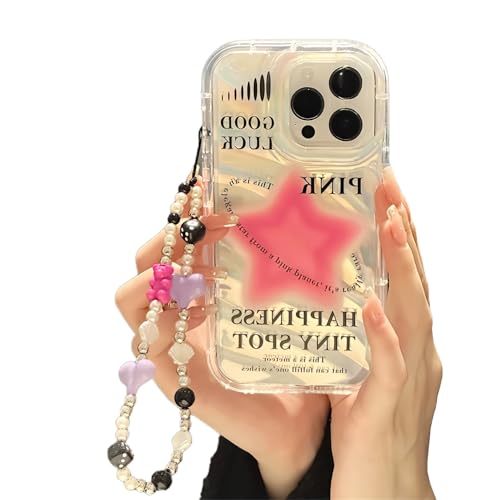 Emlivi Hülle für iPhone 8 Plus mit Perlen Armband, Blumen Mädchen Handykette Handyhülle Glitzer Case Süß Kaninchen Bumper Cover Weich Silikon TPU Stoßfest Schutzhülle für iPhone 7 Plus, Stern von Emlivi