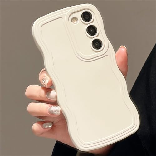Emlivi Kompatibel mit Samsung Galaxy A71 4g Hülle,Curly Wave Frame Handyhülle Einfarbig Aesthetic Case Weiche Silikon TPU Bumper für Men Girls Stoßfest Schutzhülle für Galaxy A71 4g, Weiß von Emlivi