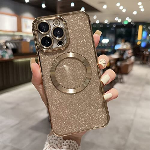 Emlivi Kompatibel mit iPhone 11 Hülle Silikon Glitzer Magnetisch Handyhülle [Kompatibel mit Mag-Safe] Pailletten Kameraschutz TPU Case Cover Mädchen Glitter Schutzhülle für iPhone 11-Golden von Emlivi