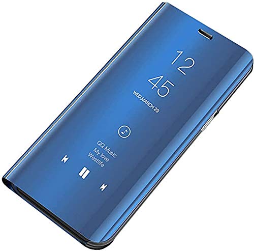 Emlivi Samsung Galaxy M31 Hülle, Spiegel Smart Clear View Flip Case Galaxy M21 Handyhülle mit Standfunktion Stoßfest Bumper Anti-Scratch Schutz Tasche Schutzhülle Case Cover für Galaxy M30S (Blau) von Emlivi