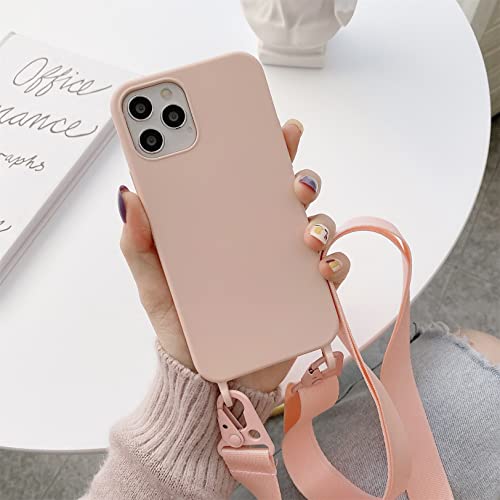 Emlivi Silikon Handykette Hülle für iPhone 15 Pro Max,Verstellbarer Halskette Nylon Schultergurt Silikon Handyhülle mit Stylische Band Kordel zum Umhängen Schutzhülle für iPhone 15 Pro Max, Rosa von Emlivi