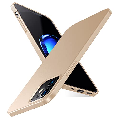 Emlivi Ultra Dünn für iPhone 12 Mini Hülle Minimalism Seidig Glatt Matte Hardcase Schutzhülle iPhone 12 Mini Stoßfest Tasche Schale Handyhülle Anti Scratch Case Cover für iPhone 12 Mini, Gold von Emlivi