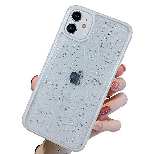 Emlivi hülle kompatibel mit iPhone Xr Silikon HandyHülle, Süßes Star Bling Motiv Transparent Weich TPU Schutzhülle Funkeln Klar Design Liquid Ultra Dünn Case Cover für iPhone Xr, Weiß Star von Emlivi