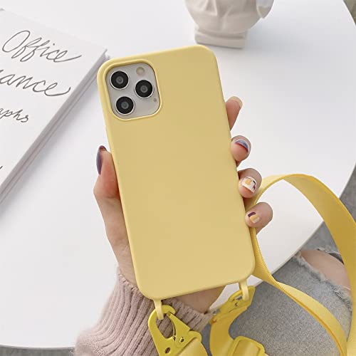 Emlivi iPhone 11 Handykette Hülle Necklace Handyhülle Nylon Schultergurt Weich Liquid Silikon TPU Cover mit Kordel zum Umhängen Schutzhülle mit Stylische Band Case für iPhone 11, Gelb von Emlivi