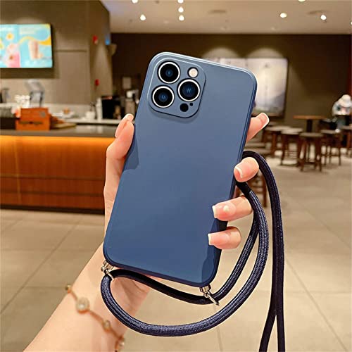 Emlivi iPhone 12 Mini Handykette Hülle, Necklace Handyhülle mit Kordel Umhängeband Handykordel Schutzhülle Weich Silikon Schultergurt Cover mit Stylische Band Kette Case für iPhone 12 Mini, Blau von Emlivi