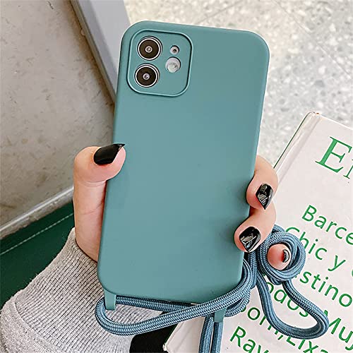 Emlivi iPhone 12 Mini Handykette Hülle,Necklace Handyhülle, Umhängeband Handykordel Schutzhülle, Weich Silikonhülle TPU Cover mit Stylische Band, Kette Case für iPhone 12 Mini -Hellgrün von Emlivi