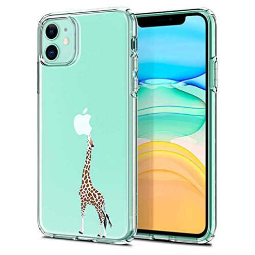 Emlivi iPhone 12 Mini Hülle, iPhone 12 Mini HandyHülle Transparent mit Blumen Muster Ultra Dünn TPU Silikon Stoßfest Kratzfest Musterdesign Case Cover Handyhülle für iPhone 12 Mini(5,4"), Giraffe von Emlivi
